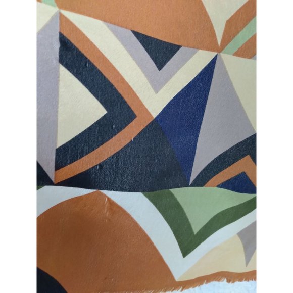 Vintage Oscar De La Renta MCM Geometric Rectangular Fringe Scarf 50" x 11" READ - Picture 6 of 13